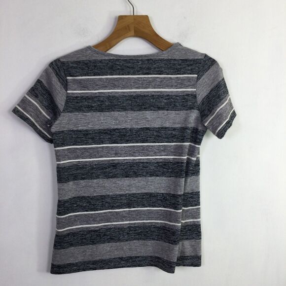 Christopher & Banks Womens V-Neck T-Shirt Short Sleeves Striped Gray Size PS - Picture 12 of 16